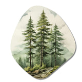 Green Pine Tree Eternal Guardians II - Asymmetric Metal Wall Art