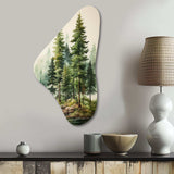 Green Pine Tree Eternal Guardians III - Asymmetric Metal Wall Art