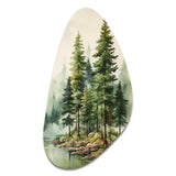 Green Pine Tree Eternal Guardians III - Asymmetric Metal Wall Art