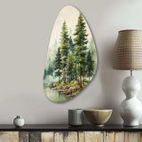 Green Pine Tree Eternal Guardians III - Asymmetric Metal Wall Art