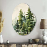 Green Pine Tree Eternal Guardians III - Asymmetric Metal Wall Art