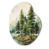 Green Pine Tree Eternal Guardians III - Asymmetric Metal Wall Art