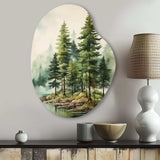 Green Pine Tree Eternal Guardians III - Asymmetric Metal Wall Art