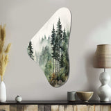 Pine Tree Misty Morning I - Asymmetric Metal Wall Art