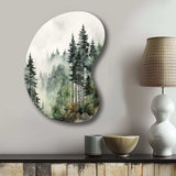 Pine Tree Misty Morning I - Asymmetric Metal Wall Art