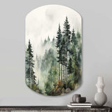 Pine Tree Misty Morning I - Asymmetric Metal Wall Art