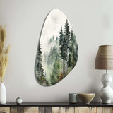 Pine Tree Misty Morning I - Asymmetric Metal Wall Art