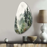 Pine Tree Misty Morning I - Asymmetric Metal Wall Art