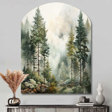 Pine Tree Misty Morning II - Asymmetric Metal Wall Art