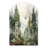 Pine Tree Misty Morning II - Asymmetric Metal Wall Art