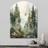 Pine Tree Misty Morning II - Asymmetric Metal Wall Art