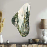 Pine Tree Misty Morning II - Asymmetric Metal Wall Art