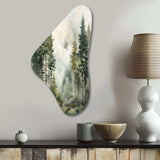 Pine Tree Misty Morning II - Asymmetric Metal Wall Art