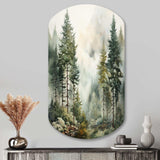 Pine Tree Misty Morning II - Asymmetric Metal Wall Art