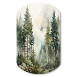 Pine Tree Misty Morning II - Asymmetric Metal Wall Art