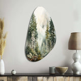 Pine Tree Misty Morning II - Asymmetric Metal Wall Art