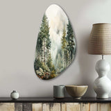 Pine Tree Misty Morning II - Asymmetric Metal Wall Art