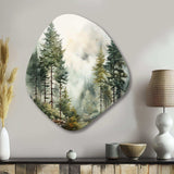 Pine Tree Misty Morning II - Asymmetric Metal Wall Art