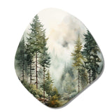 Pine Tree Misty Morning II - Asymmetric Metal Wall Art