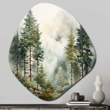 Pine Tree Misty Morning II - Asymmetric Metal Wall Art