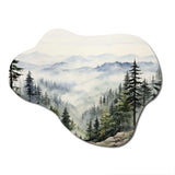 Pine Tree Misty Mountain I - Asymmetric Metal Wall Art