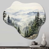 Pine Tree Misty Mountain I - Asymmetric Metal Wall Art