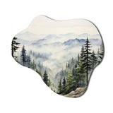 Pine Tree Misty Mountain I - Asymmetric Metal Wall Art