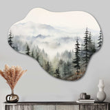 Pine Tree Misty Mountain II - Asymmetric Metal Wall Art