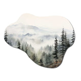 Pine Tree Misty Mountain II - Asymmetric Metal Wall Art