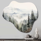 Pine Tree Misty Mountain II - Asymmetric Metal Wall Art