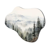 Pine Tree Misty Mountain II - Asymmetric Metal Wall Art