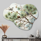 Bird On Pine Tree I - Asymmetric Metal Wall Art