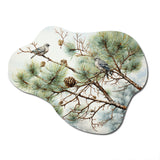 Bird On Pine Tree I - Asymmetric Metal Wall Art