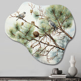 Bird On Pine Tree I - Asymmetric Metal Wall Art