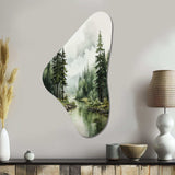 Pine Tree Silent Wilderness - Asymmetric Metal Wall Art