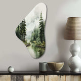 Pine Tree Silent Wilderness - Asymmetric Metal Wall Art