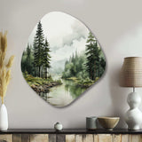 Pine Tree Silent Wilderness - Asymmetric Metal Wall Art