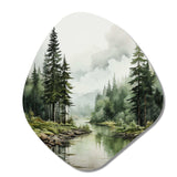 Pine Tree Silent Wilderness - Asymmetric Metal Wall Art