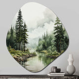 Pine Tree Silent Wilderness - Asymmetric Metal Wall Art