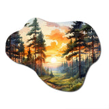 Pine Tree Sunset Glow I - Asymmetric Metal Wall Art