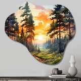 Pine Tree Sunset Glow I - Asymmetric Metal Wall Art