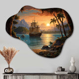 Pirate Boat Lost Isles - Asymmetric Metal Wall Art