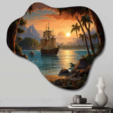 Pirate Boat Lost Isles - Asymmetric Metal Wall Art