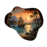 Pirate Boat Lost Isles - Asymmetric Metal Wall Art