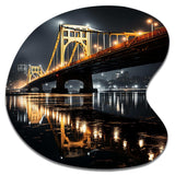 Pittsburgh Beautiful Cityscape At Night - Asymmetric Metal Wall Art