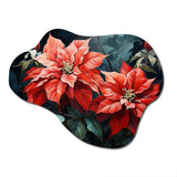 Red Black Poinsettia Flower Fusion - Asymmetric Metal Wall Art