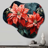 Red Black Poinsettia Flower Fusion - Asymmetric Metal Wall Art