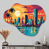 Pop Art Miami Cityscape I - Asymmetric Metal Wall Art