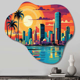 Pop Art Miami Cityscape I - Asymmetric Metal Wall Art