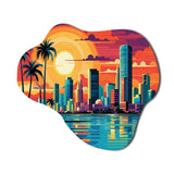 Pop Art Miami Cityscape I - Asymmetric Metal Wall Art